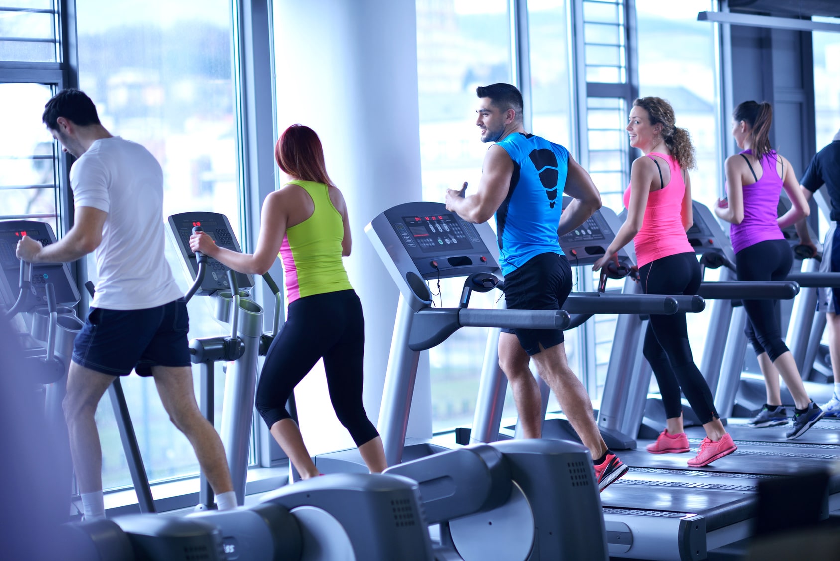 runners training on a treadmill