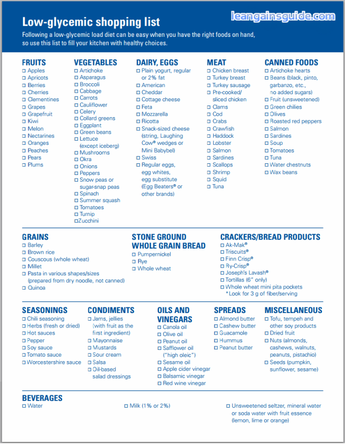 glycemic food index